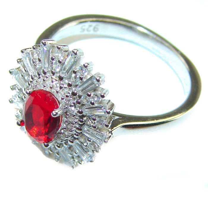 Royal Red Ruby .925 Sterling Silver handcrafted Ring size 8 - photo 1