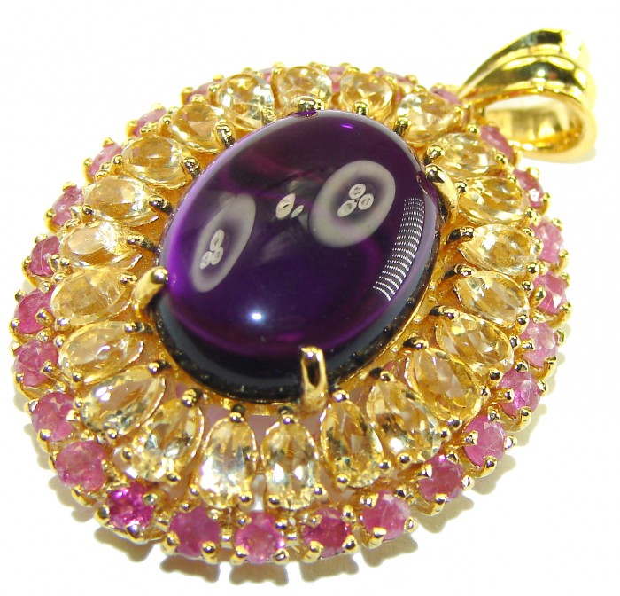 Vintage Design Amethyst 14K Gold over .925 Sterling Silver handcrafted Pendant - photo 3