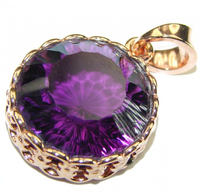 16.5 carat Perfect Amethyst 14k Rose Gold over .925 Sterling Silver handcrafted Pendant - photo 2