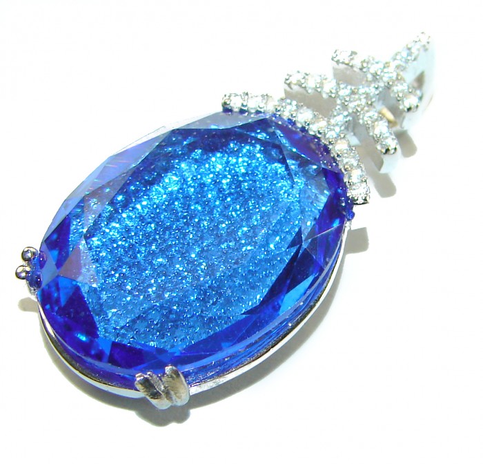Endless Ocean natural Blue Topaz .925 Sterling Silver handmade Pendant - photo 2