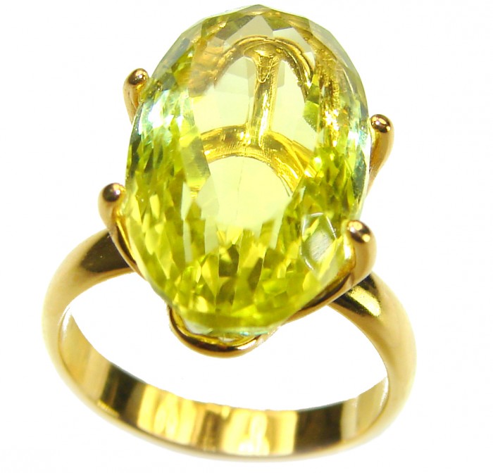 Authentic Citrine 14k Gold over .925 Sterling Silver handmade Cocktail Ring s. 7 - photo 3