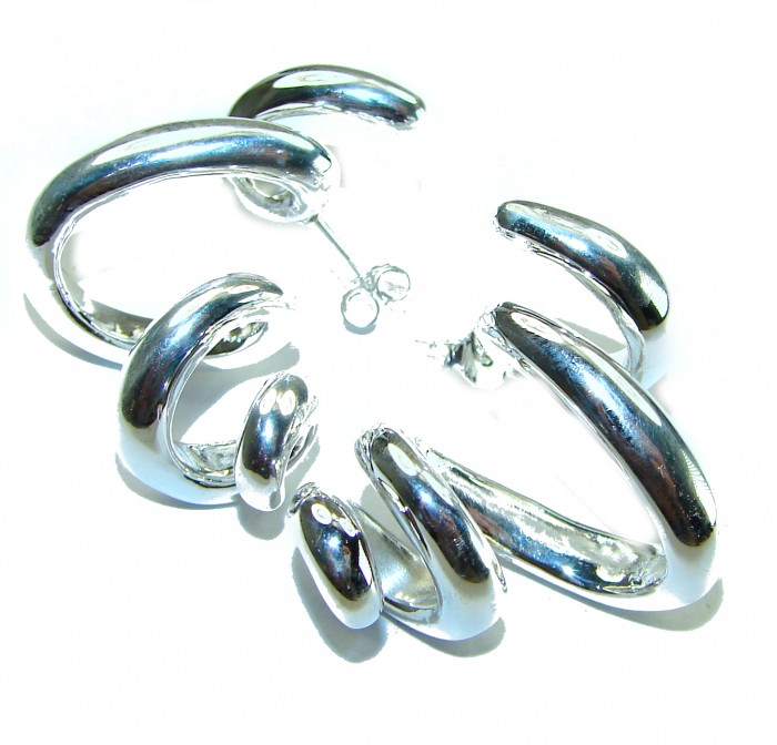 Snakes Italy made .925 Sterling Silver handcrafted Earrings - photo 3