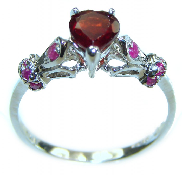 Love is Forever HEART cut 3.8 carat Sapphire .925 Sterling Silver handcrafted Cocktail Ring s. 9 1/4 - Heart-cut sapphire ring side view with intricate band detailing