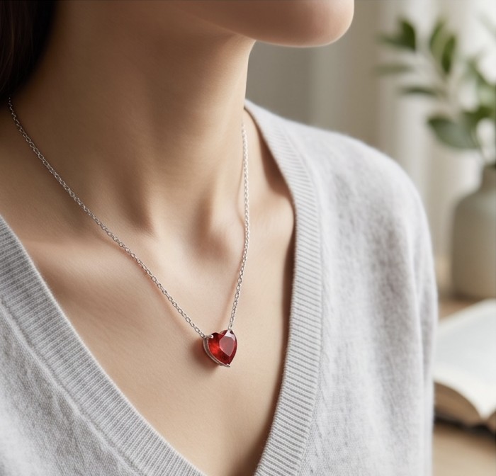 Heart 1.2 carat Graceful Natural Topaz Silver handcrafted necklace - photo 1