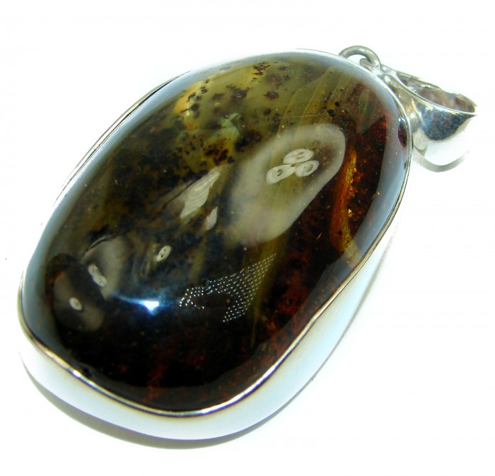 Large Authentic Baltic Amber .925 Sterling Silver handmade Pendant - photo 1