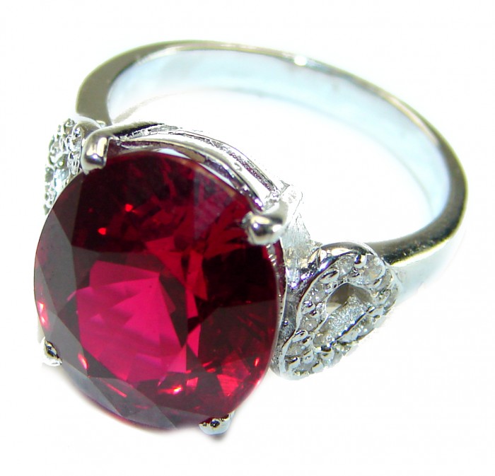 Red Brilliance 11.5 carat Red Topaz .925 Silver handcrafted Large Cocktail Ring s. 6 1/4 - photo 1