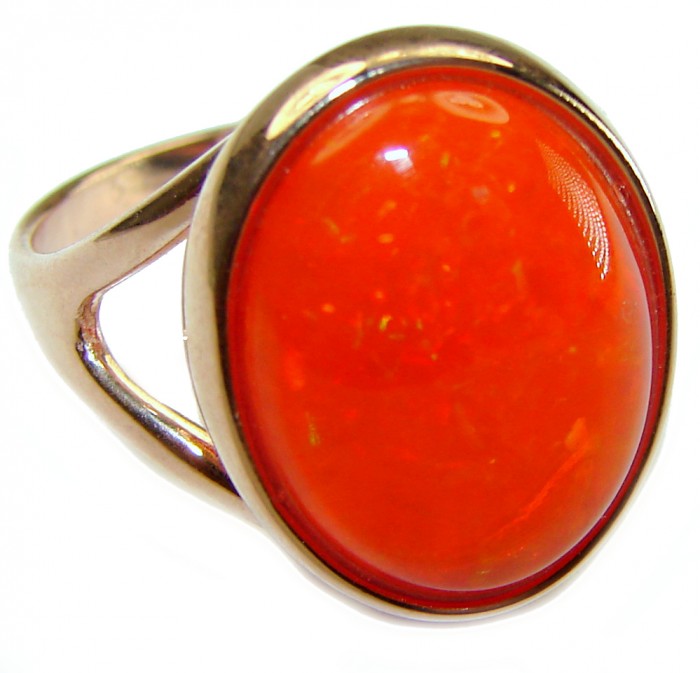Orange Galaxy Ethiopian Opal 18K Rose Gold over .925 Sterling Silver handcrafted Ring size 8 1/4 - photo 3