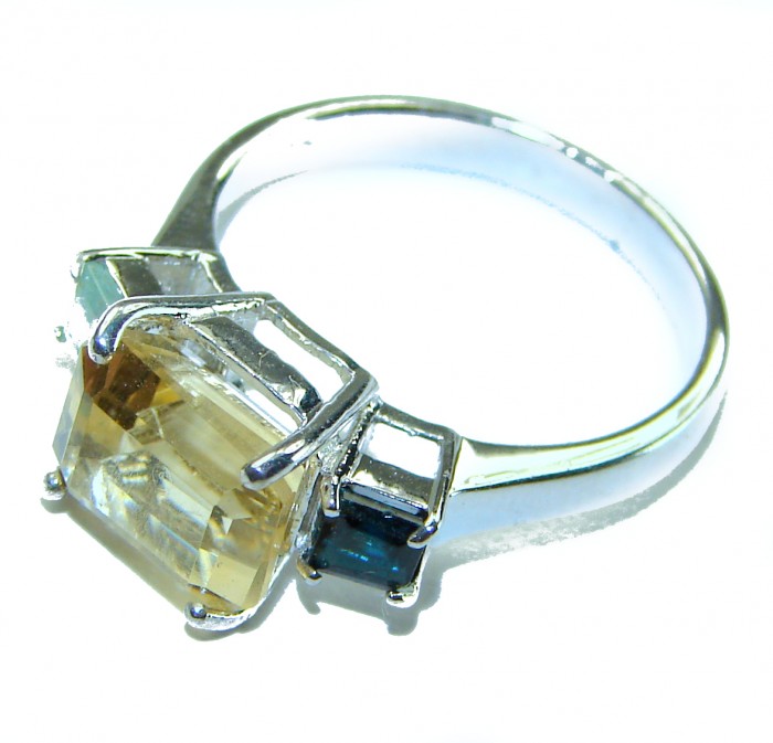 Authentic 5.2 carat Citrine .925 Sterling Silver handmade Cocktail Ring s. 7 1/2 - photo 1
