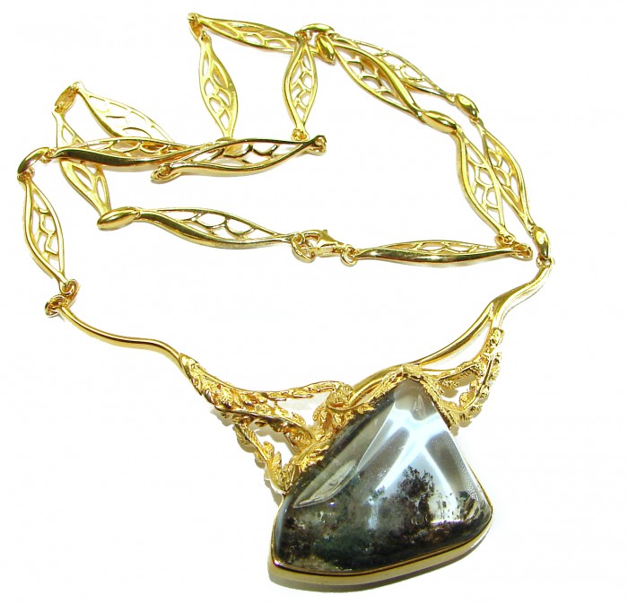 Back to Nature genuine 22.5 carat Phantom Quartz 14K Gold over .925 Sterling Silver brilliantly handcrafted necklace - photo 2