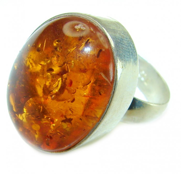 Baltic Amber .925 Sterling Silver handcrafted ring; s. 7 - photo 1