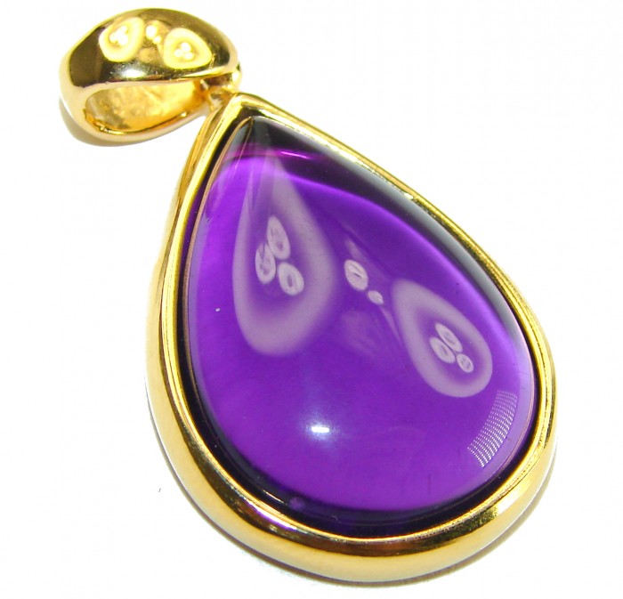 Beautiful Simplicity 14.5 carat Amethyst 14K Gold over .925 Sterling Silver handcrafted Pendant - photo 3