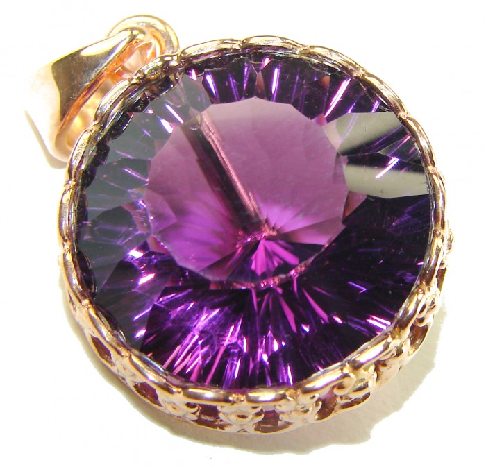 Vintage Design Amethyst 14K Gold over .925 Sterling Silver handcrafted Pendant - photo 3