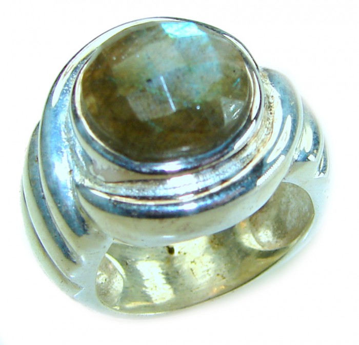 Mystic Aura Silky Labradorite .925 Sterling Silver handcrafted Large ring size 7 3/4 - photo 3
