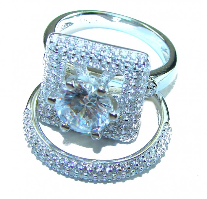 Dazzling - Exclusive 5.6 carat White Topaz .925 Sterling Silver handcrafted Stackable ring size 6 - photo 2