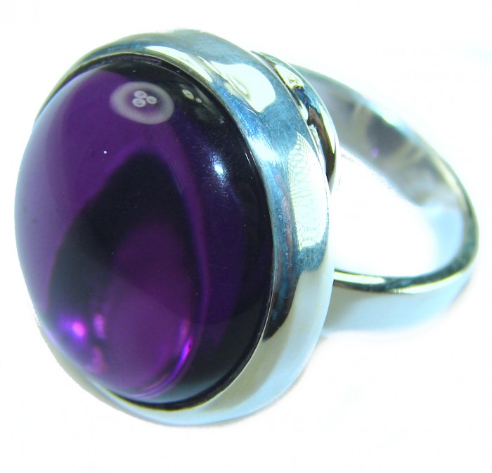 Purple Tear 22.2 carat Amethyst 14K Gold over .925 Sterling Silver Handcrafted Large Ring size 7 adjustable - Close-up of Purple Tear amethyst ring, 14K gold over sterling silver.
