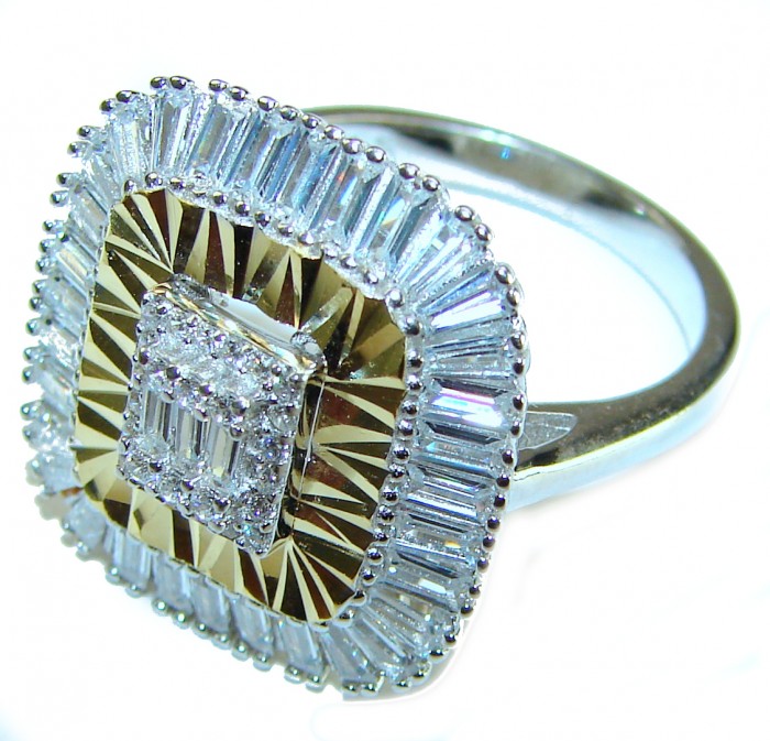 Art Deco 15.2 carat White Topaz .925 Silver handcrafted Cocktail Ring s. 8 1/4 - Art Deco ring with topaz, close-up, angled view.