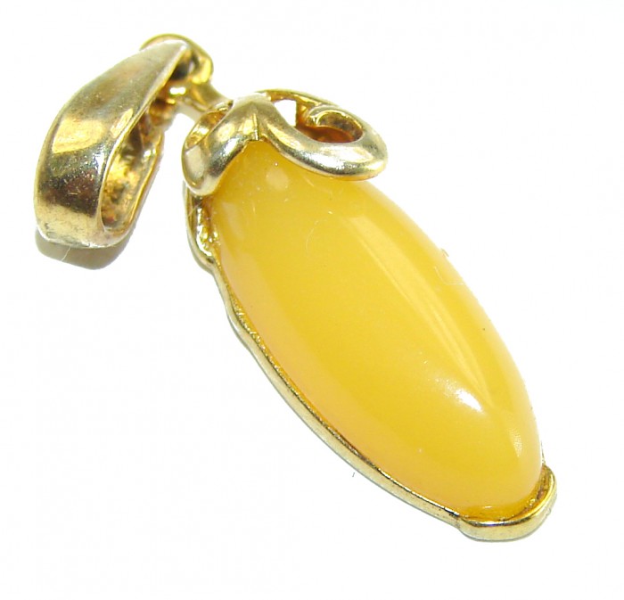 Prehistoric Authentic Buttescotch Baltic Amber 14K Gold over .925 Sterling Silver beautifully handcrafted Pendant - Close-up of amber pendant with 14K gold detail.