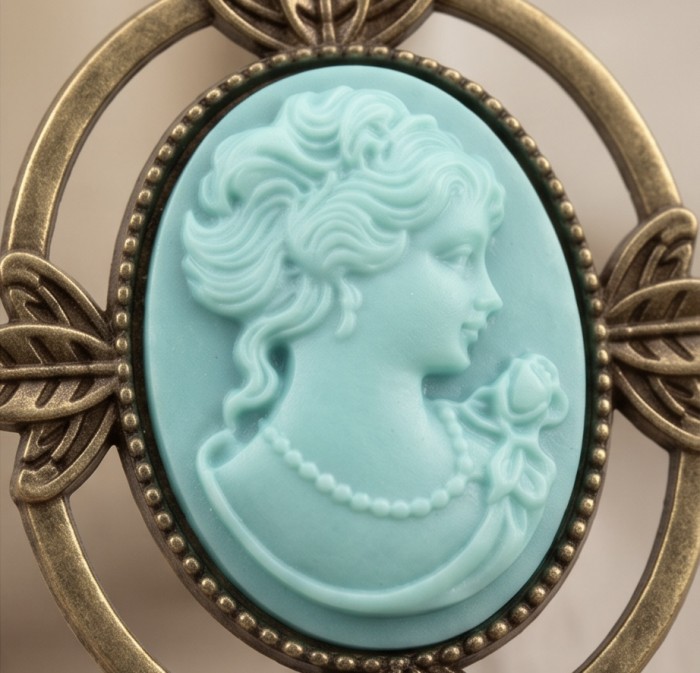 Vintage Beauty Cameo Rainbow Abalone Vintage style dipped in black rhodium Necklace - photo 3