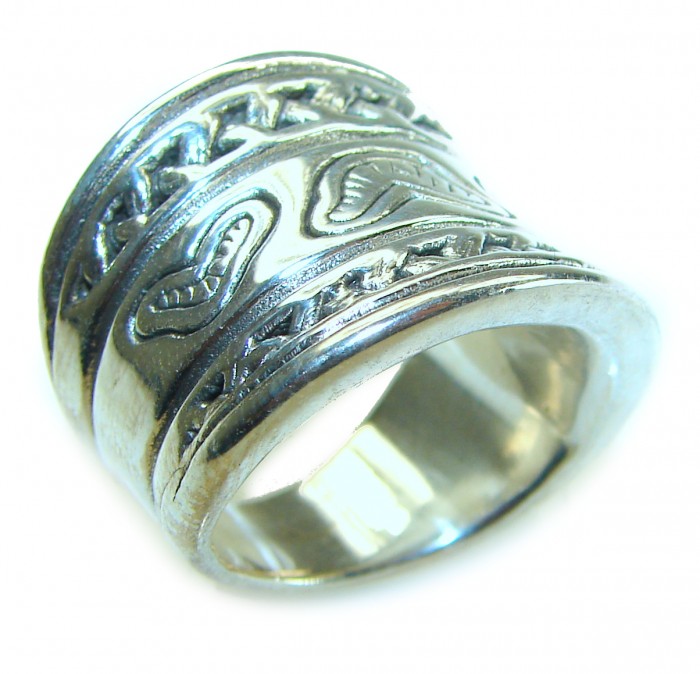 Large Bali made .925 Sterling Silver handcrafted Ring s. 6 - photo 2