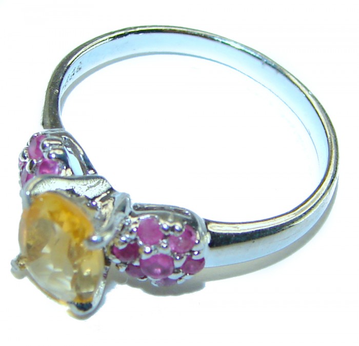 Authentic 3.2 carat Citrine .925 Sterling Silver handmade Cocktail Ring s. 7 1/4 - photo 1