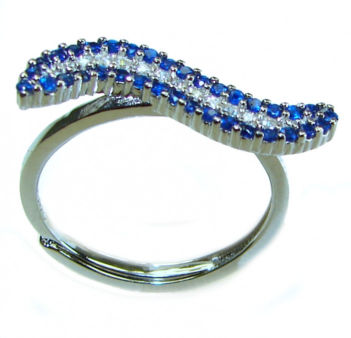 Divas's Dream 5.4 carat natural Sapphire .925 Sterling Silver handcrafted ring; s. 7 - photo 2