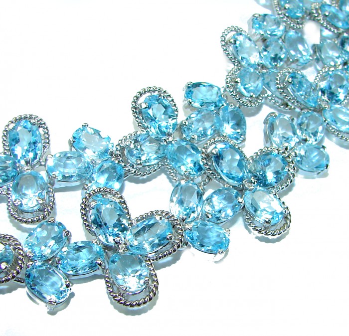 80.5 grams Blue Paris Sky 245.5 carat Swiss Blue Topaz .925 Sterling Silver handmade Large Solid Statement necklace - photo 2