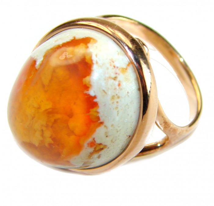 Queen of Fire best quality 25.4 carat Mexican Opal 18K Rose Gold over .925 Sterling Silver handmade ring 8 1/4 - photo 2