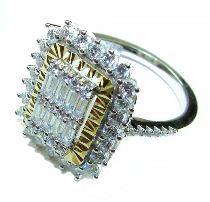 Art Deco 11.2 carat White Topaz .925 Silver handcrafted Cocktail Ring s. 8 - Art Deco white topaz ring side view, .925 silver handcrafted.