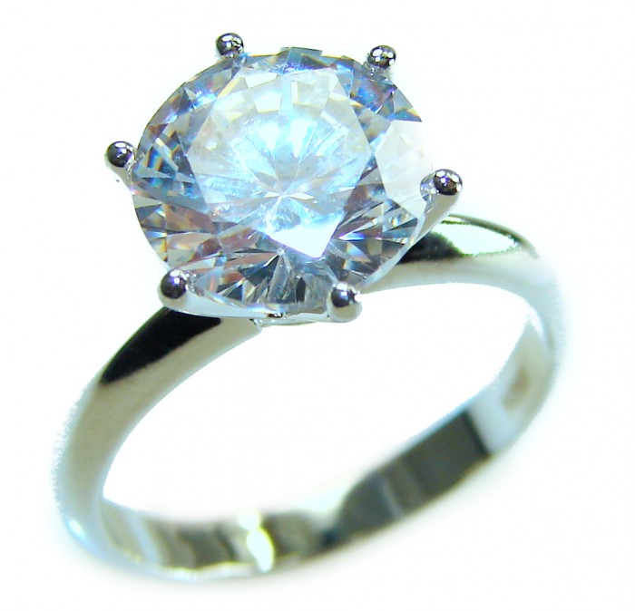 Precious 5.5 carat White Topaz .925 Sterling Silver ring size 5 1/4 - 5.5 carat white topaz ring, sterling silver, angled close-up view