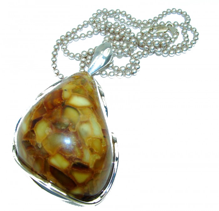 Natural Beauty Golden Polish Amber .925 Sterling Silver handmade necklace - photo 1