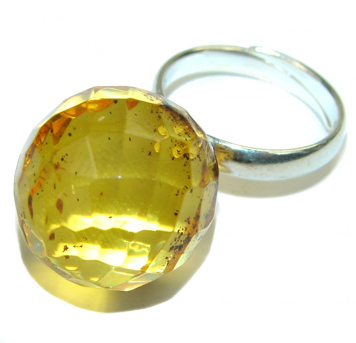 Modern Concept Natural faceted Baltic Amber .925 Sterling Silver ring s. 8 adjustable - photo 2