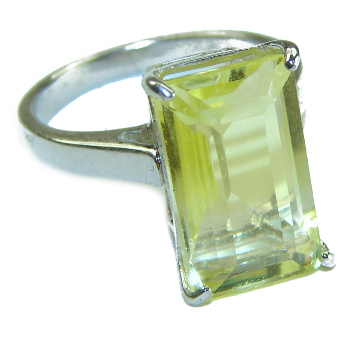 10.8 carat Genuine Lemon Quartz .925 Sterling Silver handcrafted ring size 7 1/2 - photo 2