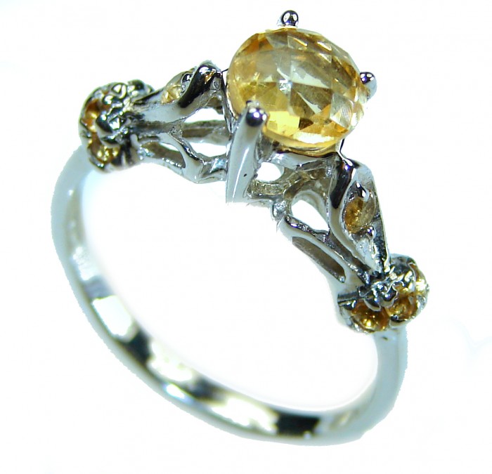 Unique Authentic 0.7 carat Citrine .925 Sterling Silver handmade Cocktail Ring s. 6 - photo 1