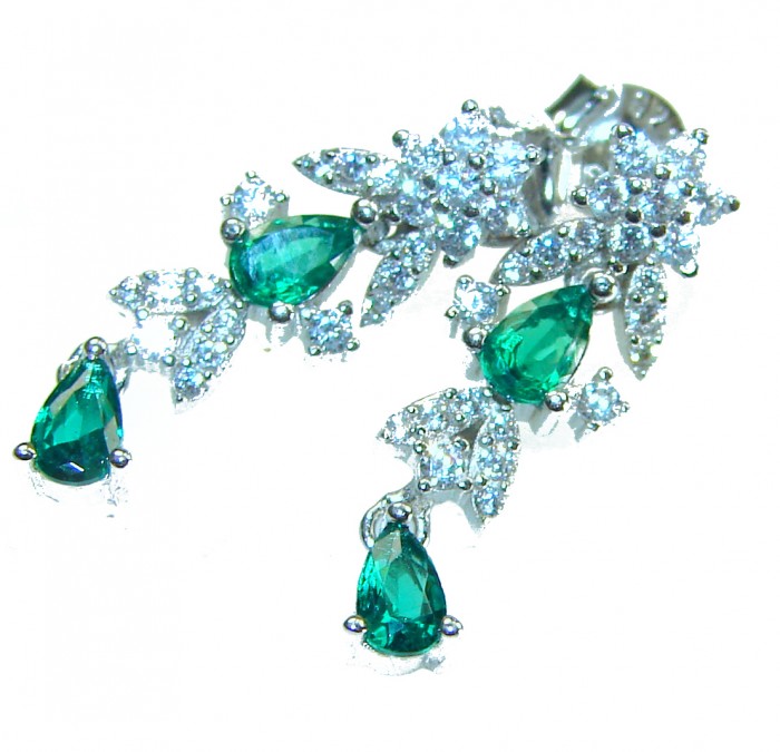 Vintage style - Timless Treasure 4.5 carat Chrome Diopside .925 Sterling Silver handcrafted earrings - photo 2