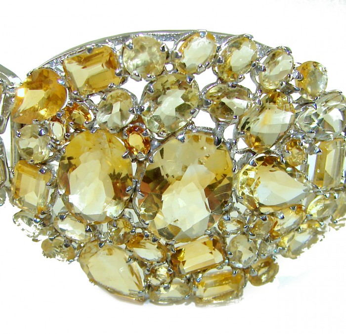 Luxurious Style 285.5 CARAT Natural Citrine .925 Sterling Silver handcrafted LARGE Statement Bracelet - photo 2