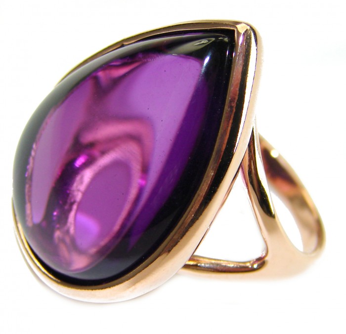 Spectacular Amethyst 14K Gold over .925 Sterling Silver Handcrafted Large Ring size 7 - photo 2
