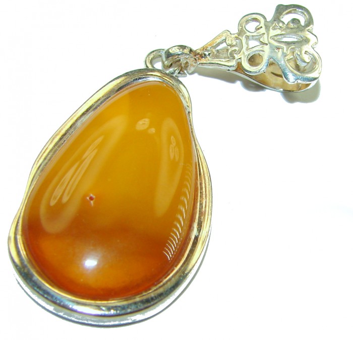 Vintage Beauty authentic Baltic Amber .925 Sterling Silver handcrafted pendant - photo 3