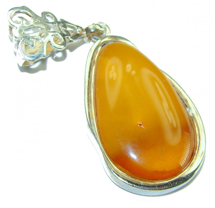 Vintage Beauty authentic Baltic Amber .925 Sterling Silver handcrafted pendant - photo 1