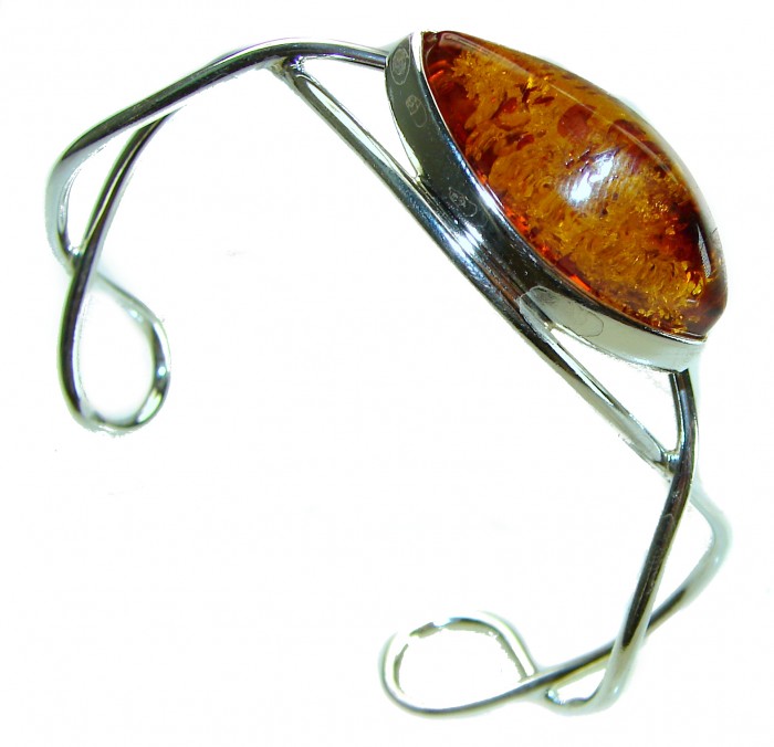 Classy Design Genuine best QUALITY Baltic Amber .925 Sterling Silver handamde Bracelet / Cuff - photo 3