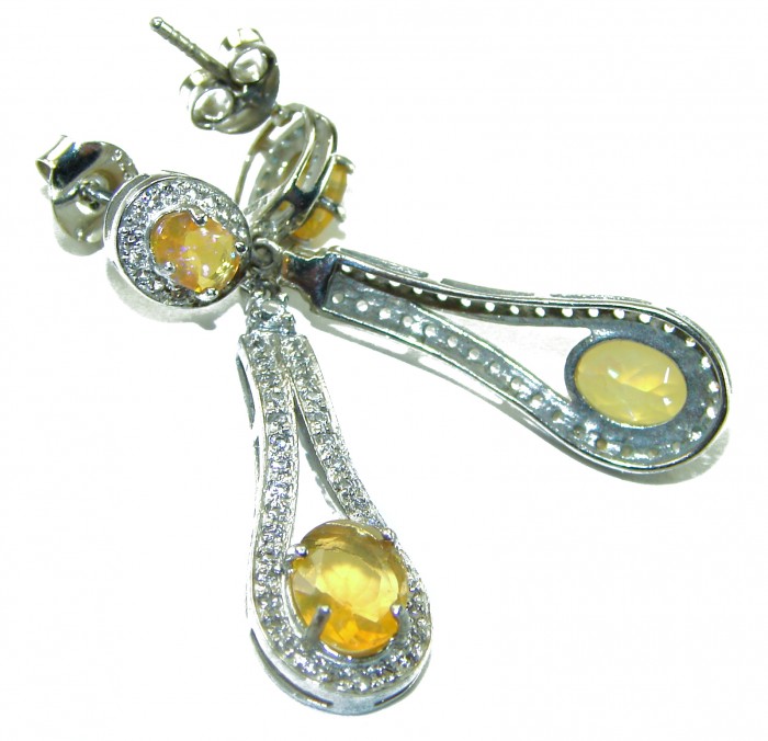 Oval cut 5.5 carat Yellow Sapphire .925 Sterling Silver handcrafted earrings - photo 1
