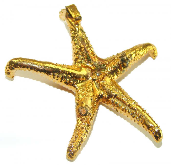 Stylish REAL Starfish Coved with Sterling Silver and 14K & .925 Sterling Silver Pendant - photo 1