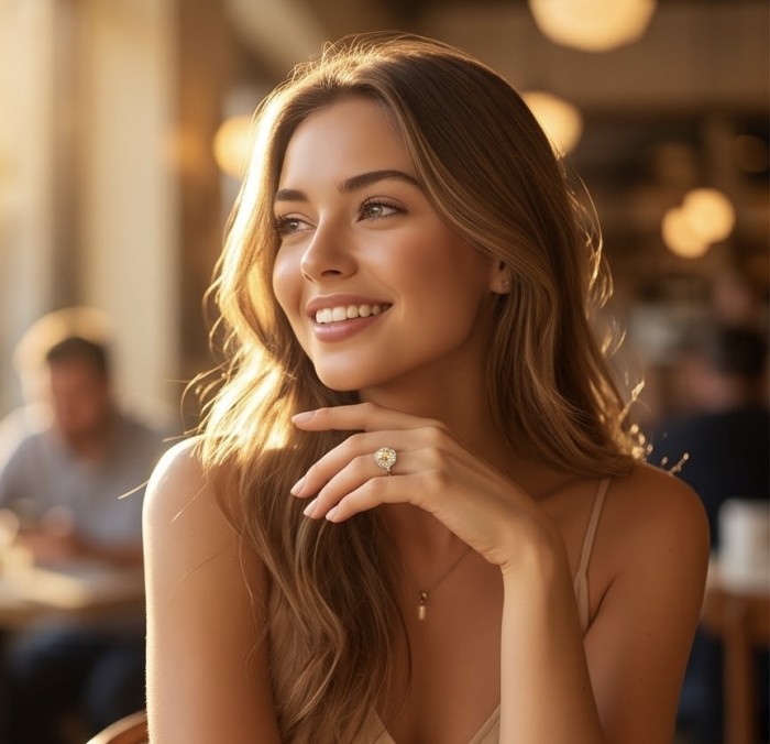 SunRise 9.8 carat Lemon Quartz rhodium over .925 Sterling Silver handcrafted Statement .925 Sterling Silver handcrafted ring size 8 - Worn on hand, SunRise 9.8 ct Lemon Quartz ring in a cafe setting.