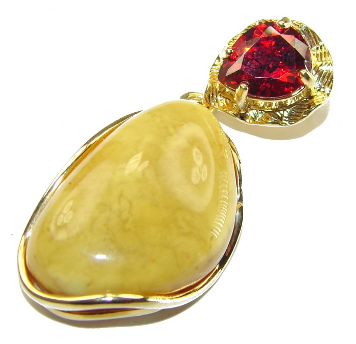 Vintage Beauty authentic Baltic Amber 14K Gold over .925 Sterling Silver handcrafted pendant - photo 3