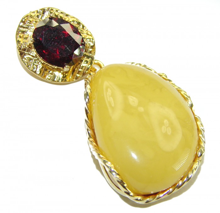 Vintage Beauty authentic Baltic Amber 14K Gold over .925 Sterling Silver handcrafted pendant - photo 3