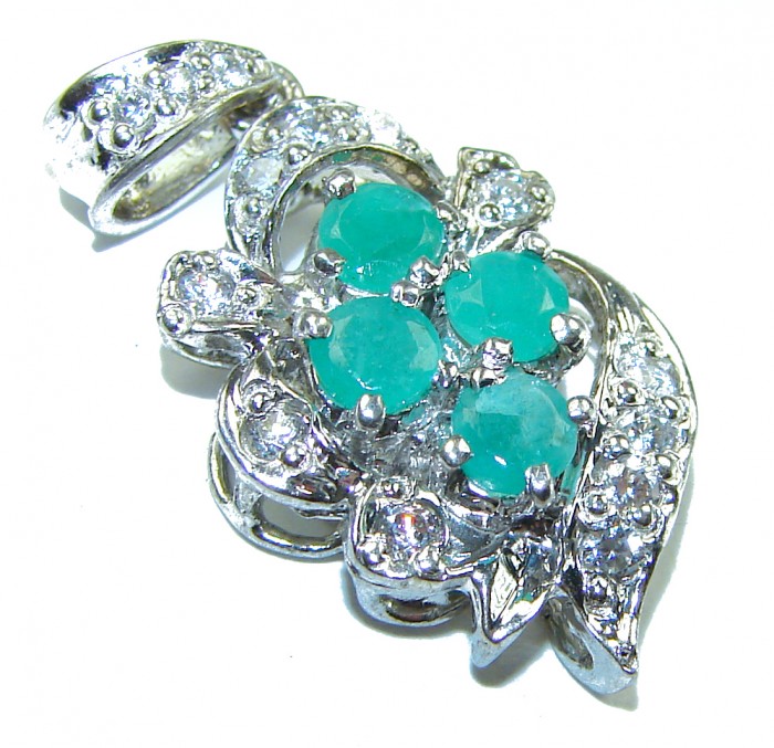 Precious Genuine 8.5 carat Emerald .925 Sterling Silver handmade Pendant - photo 1