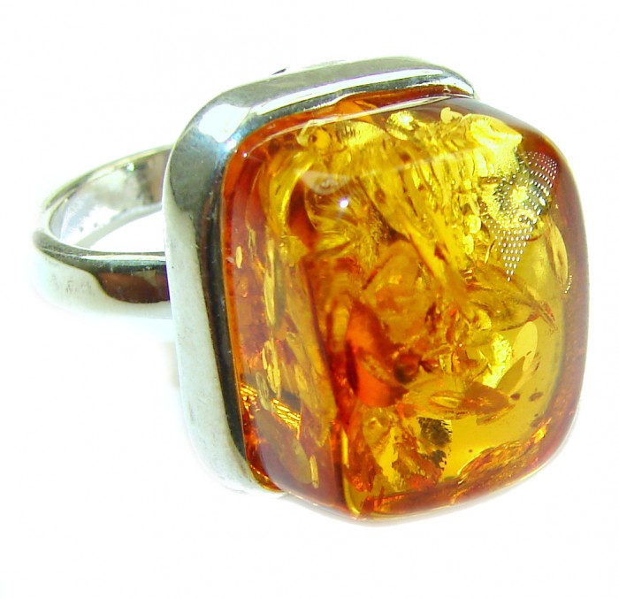 Beauty of the Sea natural Baltic Amber .925 Sterling Silver handcrafted ring; s. 7 1/4 - photo 2