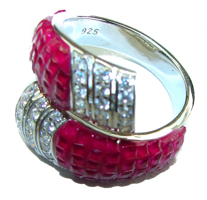 Luxurious 6.2 carat Ruby .925 Sterling Silver handcrafted Ring size 7 - photo 1