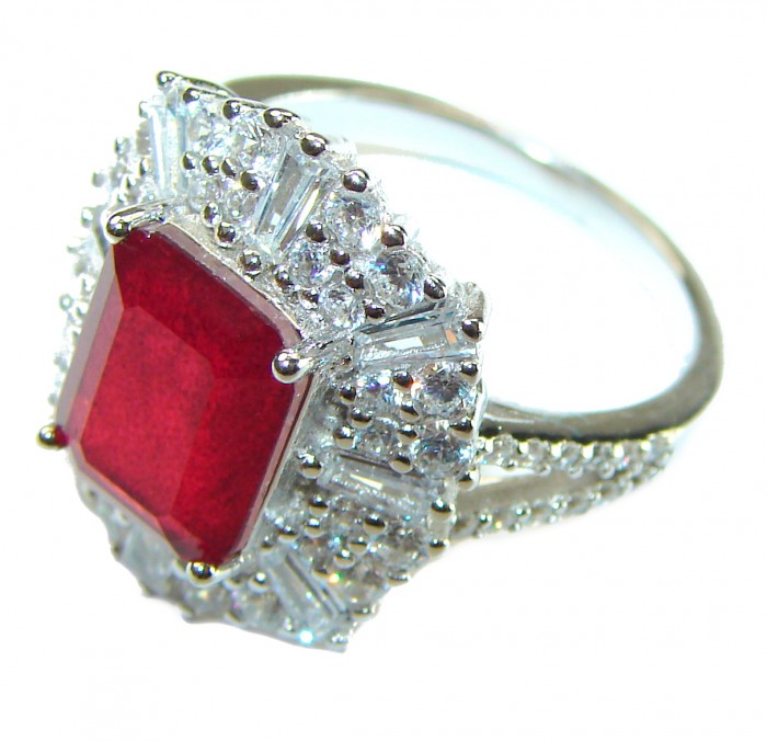 Eternity - Born to Glam authentic 6.3 carat Ruby .925 Silver handcrafted Eternity Ring s. 7 1/4 - photo 1