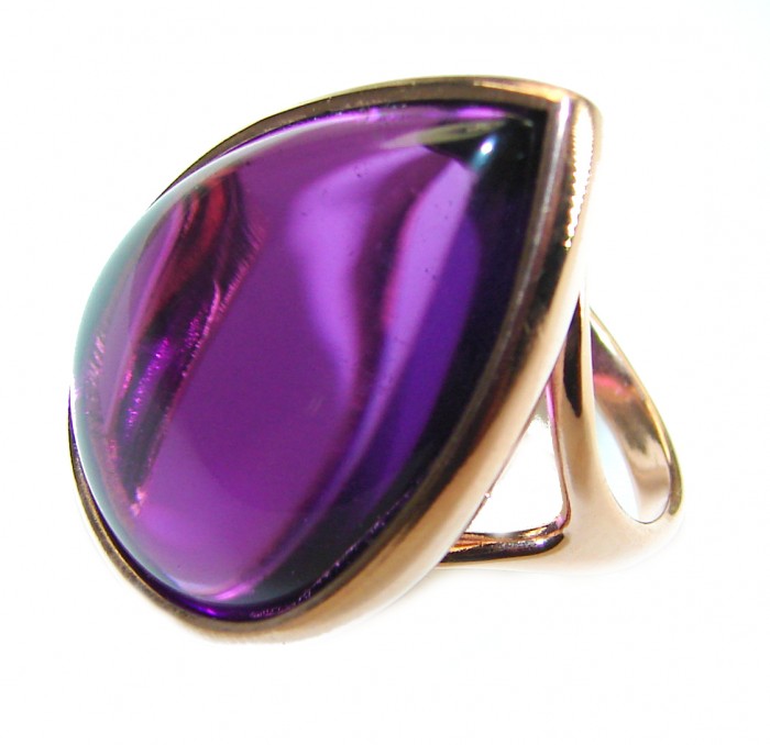 Purple Tear 22.2 carat Amethyst 14K Gold over .925 Sterling Silver Handcrafted Large Ring size 6 1/4 - photo 1