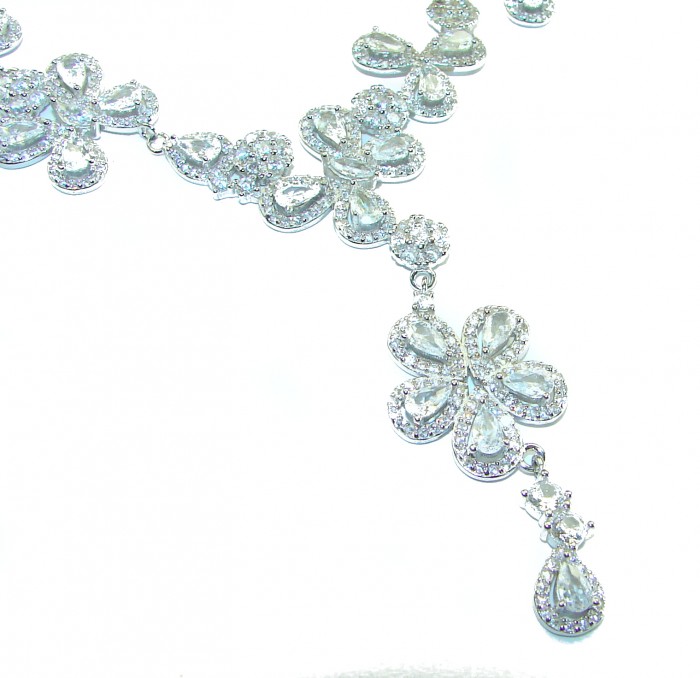 Dazzling Beauty - Floral design- 42.5 carat White Topaz .925 Sterling Silver handcrafted necklace - photo 2